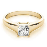 Yellow gold Princess Cut Solitaire Ring with Split Shank and Four-Prong Setting 1