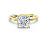 Yellow gold Princess Cut Solitaire Ring with Thin Band and Four-Prong Setting_36
