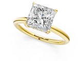 Yellow gold Princess Cut Solitaire Ring with Thin Band and Four-Prong Setting_37