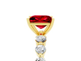 Yellow gold Princess Cut Solitaire Ruby Ring with Pave Band and Four-Prong Setting_5