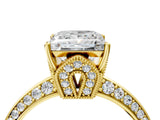 Yellow gold Princess Cut Solitaire Split Shank Pave Diamond Engagement Ring with Four-Prong Setting_17