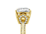 Yellow gold Princess Cut Solitaire Split Shank Pave Diamond Engagement Ring with Four-Prong Setting_18