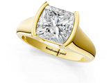Yellow gold Princess Cut Solitaire Tension Set Diamond Ring with Split Shank Band_16