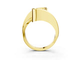 Yellow gold Princess Cut Solitaire Tension-Set Diamond Split Shank Ring_23
