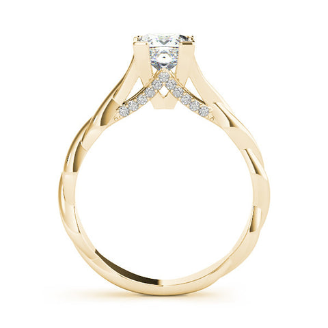 Yellow gold Princess Cut Solitaire Twist Band Ring with Channel Prong Setting 2
