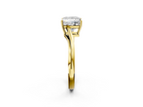 Yellow gold Princess Cut Solitaire Twist Band Ring with Four-Prong Setting_35