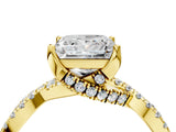 Yellow gold Princess Cut Solitaire Twist Pave Diamond Engagement Ring with Prong Setting_19