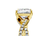 Yellow gold Princess Cut Solitaire Twist Pave Diamond Engagement Ring with Prong Setting_8