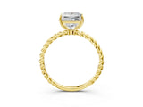 Yellow gold Princess Cut Solitaire Twisted Band 4-Prong Ring_18