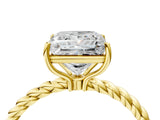 Yellow gold Princess Cut Solitaire Twisted Band 4-Prong Ring_19