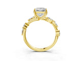 Yellow gold Princess Cut Solitaire Twisted Band Marquise Accent Prong Setting Ring_18