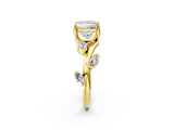 Yellow gold Princess Cut Solitaire Twisted Band Marquise Accent Prong Setting Ring_5