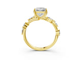 Yellow gold Princess Cut Solitaire Twisted Band Marquise Accent Prong Setting Ring_6