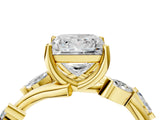 Yellow gold Princess Cut Solitaire Twisted Band Marquise Accent Prong Setting Ring_7