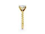 Yellow gold Princess Cut Solitaire Twisted Band with Four-Prong Setting_133