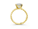 Yellow gold Princess Cut Solitaire Twisted Band with Four-Prong Setting_134