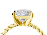 Yellow gold Princess Cut Solitaire Twisted Band with Four-Prong Setting_135