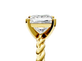 Yellow gold Princess Cut Solitaire Twisted Band with Four-Prong Setting_136