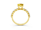Yellow gold Princess Cut Solitaire Yellow Sapphire Ring with Pave Band and Four-Prong Setting_27