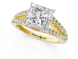 Yellow gold Princess Cut Split Shank Pave Diamond Engagement Ring with Four-Prong Setting_29