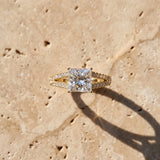 Yellow gold Princess Cut Split Shank Pave Diamond Engagement Ring with Four-Prong Setting_48