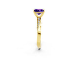 Yellow gold Princess Cut Tanzanite Engagement Ring with Side Stone Accents and Four-Prong Setting_41