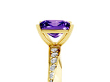 Yellow gold Princess Cut Tanzanite Engagement Ring with Side Stone Accents and Four-Prong Setting_44