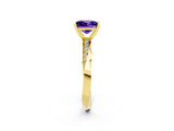 Yellow gold Princess Cut Tanzanite Engagement Ring with Side Stone Accents and Four-Prong Setting_62