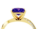 Yellow gold Princess Cut Tanzanite Engagement Ring with Side Stone Accents and Four-Prong Setting_64