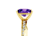 Yellow gold Princess Cut Tanzanite Engagement Ring with Side Stone Accents and Four-Prong Setting_65