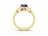 Yellow gold Princess Cut Tanzanite Halo Ring with Tapered Band and Four-Prong Setting_3