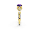 Yellow gold Princess Cut Tanzanite  Halo Twist Band Solitaire Prong Setting Ring_38