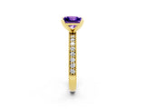 Yellow gold Princess Cut Tanzanite Milgrain Pavé Engagement Ring with Four-Prong Setting_14