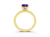 Yellow gold Princess Cut Tanzanite Milgrain Pavé Engagement Ring with Four-Prong Setting_15