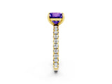 Yellow gold Princess Cut Tanzanite Pavé Solitaire Ring with Four-Prong Setting_14