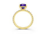 Yellow gold Princess Cut Tanzanite Pavé Solitaire Ring with Four-Prong Setting_15