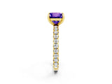 Yellow gold Princess Cut Tanzanite Pavé Solitaire Ring with Four-Prong Setting_26