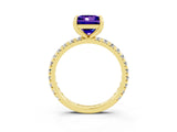 Yellow gold Princess Cut Tanzanite Pavé Solitaire Ring with Four-Prong Setting_27