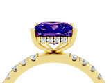 Yellow gold Princess Cut Tanzanite Pave Band Solitaire Ring with Four-Prong Setting_28