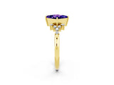 Yellow gold Princess Cut Tanzanite Ring with Side Stones and Four-Prong Setting_38