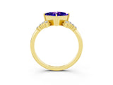 Yellow gold Princess Cut Tanzanite Ring with Side Stones and Four-Prong Setting_39
