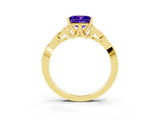 Yellow gold Princess Cut Tanzanite Solitaire Celtic Knot Ring with Four-Prong Setting_15