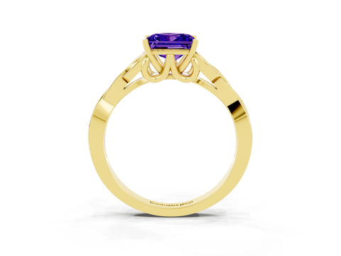 Yellow gold Princess Cut Tanzanite Solitaire Celtic Knot Ring with Four-Prong Setting_15