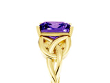 Yellow gold Princess Cut Tanzanite Solitaire Celtic Knot Ring with Four-Prong Setting_17