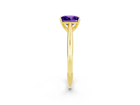 Yellow gold Princess Cut Tanzanite Solitaire Engagement Ring with Cathedral Setting and Four-Prong Mount_14