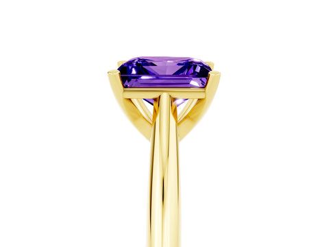 Yellow gold Princess Cut Tanzanite Solitaire Engagement Ring with Cathedral Setting and Four-Prong Mount_17