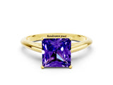 Yellow gold Princess Cut Tanzanite Solitaire Engagement Ring with Cathedral Setting and Four-Prong Mount_18