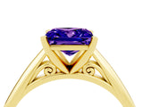Yellow gold Princess Cut Tanzanite Solitaire Engagement Ring with Cathedral Setting and Four-Prong Mount_22