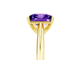 Yellow gold Princess Cut Tanzanite Solitaire Engagement Ring with Cathedral Setting and Four-Prong Mount_23