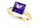 Yellow gold Princess Cut Tanzanite Solitaire Engagement Ring with Cathedral Setting and Four-Prong Mount_25